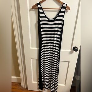 Calvin Klein Black and White Striped Maxi Dress